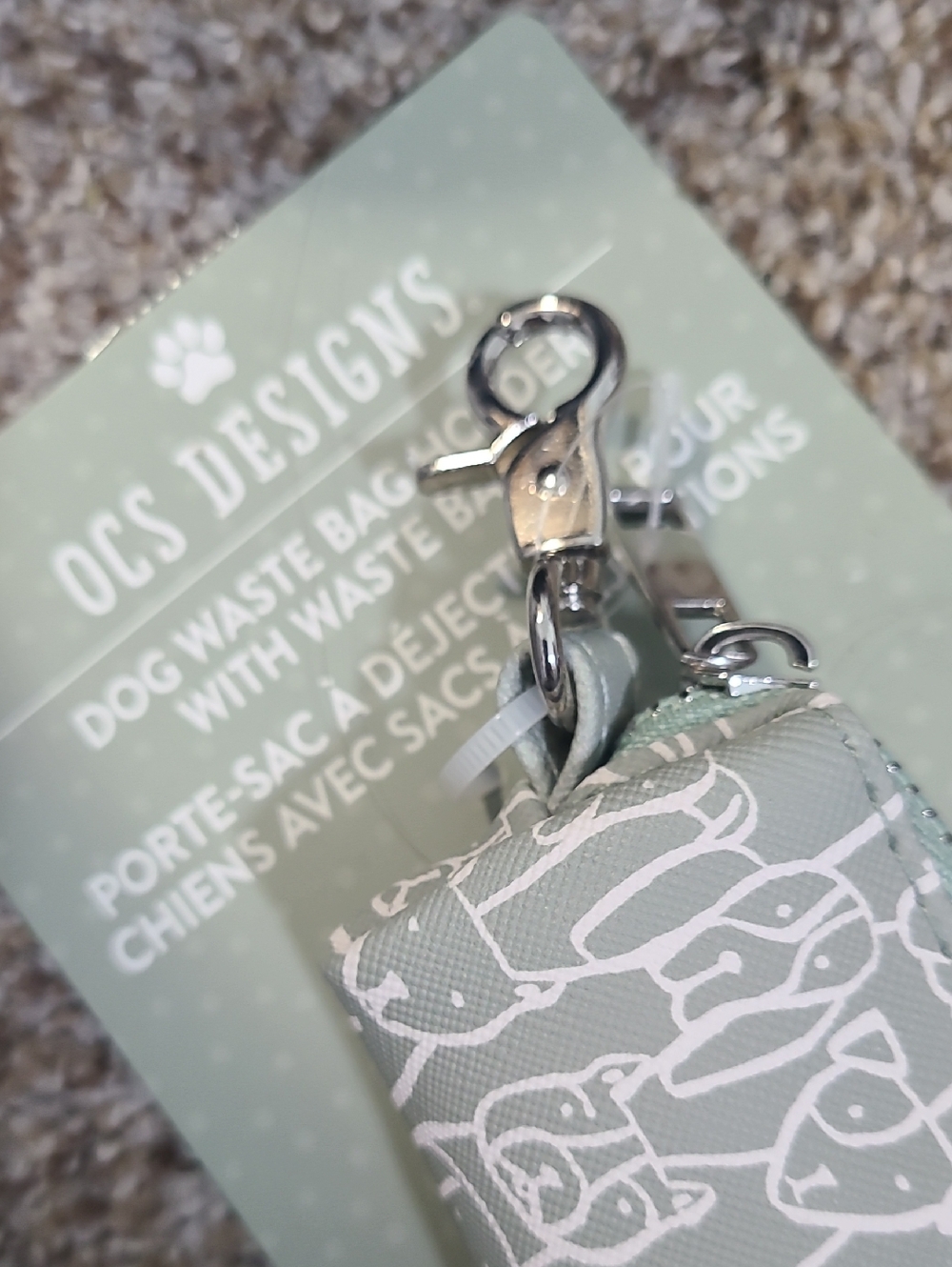 OCS Designs Mint Green Dog Waste Bag Holder with Clip - Picture 2 of 6